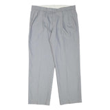 HAGMAN Mens Regular Fit Grey Wool Blend Zip Fly Trousers W35 L29 Classic Formal