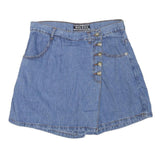 BOLERO Womens Blue Denim Mini Skirt Cotton Blend Button Fastening Size M Summer