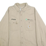 CARHARTT Mens Beige Work Shirt XL Cotton Blend Button-Down Long Sleeve Utility
