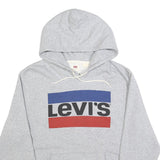 LEVI'S Mens Grey Pullover Hoodie S Cotton Blend Casual Drawstring Hooded