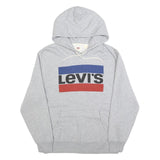 LEVI'S Mens Grey Pullover Hoodie S Cotton Blend Casual Drawstring Hooded