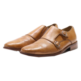 COLE HAAN Monk Shoes Brown Leather Mens UK 9