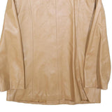 MANEBO Womens Beige Leather Button Jacket M Smooth Finish Classic Style
