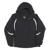 THE NORTH FACE Womens Black & White Outdoor Jacket L Polyester Blend Zip Hooded