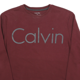CALVIN KLEIN Mens Maroon Crew Neck M Cotton Blend Sweatshirt Pullover