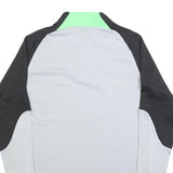 NIKE Mens Grey Black & Neon Green Football Shirt M Long Sleeve Half Zip