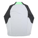 NIKE Mens Grey Black & Neon Green Football Shirt M Long Sleeve Half Zip