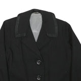 Womens Black Tailored Jacket L Polyester Blend Button Plain Classic Formal