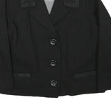 Womens Black Tailored Jacket L Polyester Blend Button Plain Classic Formal