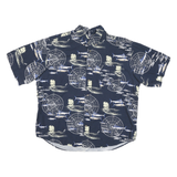 PURITAN Mens Blue & Cream Cotton Blend Shirt XL Nautical Print Short Sleeve
