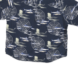 PURITAN Mens Blue & Cream Cotton Blend Shirt XL Nautical Print Short Sleeve