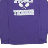 JERZEES Mens Purple & Light Grey Paoli Tennis Graphic Long Sleeve Crew Neck