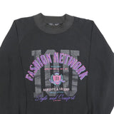 IOU Womens Black Fashion Network Crew Neck S Cotton Graphic Print Sweatshirt