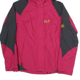 JACK WOLFSKIN Womens Pink & Grey Outdoor Jacket UK 10 Polyester Blend Zip Hooded