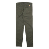 CARHARTT Mens Cotton Blend Slim Fit Green Trousers W28 L32 Casual Zip Closure