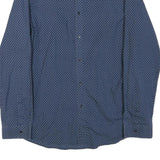 MICHAEL KORS Mens Blue Patterned Shirt XL Cotton Blend Button Down Long Sleeve