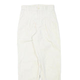 Cream Womens Relaxed Fit Cotton Blend Straight Leg Trousers W25 L29 Casual
