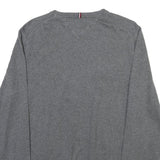 TOMMY HILFIGER Mens Grey Plain Cotton Blend Crew Neck Basic Knit Jumper L