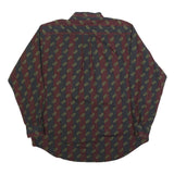 NAUTICA Mens Black & Maroon Paisley Patterned Shirt XL Cotton Blend Classic