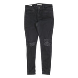 LEVI'S 710 Womens Slim Black Denim Jeans W30 L30 Distressed Cotton Blend Zip