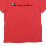 CHAMPION Mens Red Graphic T-Shirt M Short Sleeve Crew Neck Logo Embroidered