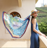 Anyyou 100% Mulberry Silk Royal Blue Scarf Women Luxury Long Shawl – Beach Wear, Swimwear Cover Up, Pashmina Face Shield Foulard Fashion Accessory