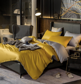 Anycozy Duvet Comforter Set Queen Yellow/ Light Grey Egyptian Cotton Thick Blanket Bedspread 4 Pcs Bed Set