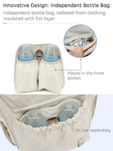 Anymom Mommy Diaper Bag Grey Backpack 2Pcs Stroller Hook with Internal USB Charging Port