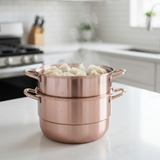 Anygleam Food Steamer Rose Gold Three Layer Thick Stainless Steel Universal Cooking for Induction Cooker Gas Stove Steam Pot