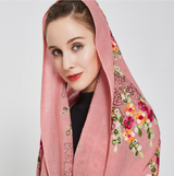 Anyyou 100% Pure Merino Wool Pink Floral Garden Stylish Poncho Winter Large Scarf With Trendy Pashmina Shawl Bandana For Womenfashion Design