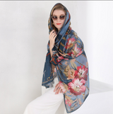 Anyyou 100% Mulberry Silk Spruce Blue Long Scarf for Women Luxury Beach Shawl Swimwear Cover-Up Pashmina Wrap Foulard