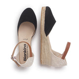 Garda Vegan Suede Espadrille Wedges - Black