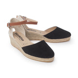 Garda Vegan Suede Espadrille Wedges - Black