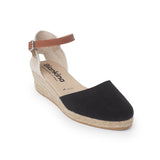 Garda Vegan Suede Espadrille Wedges - Black