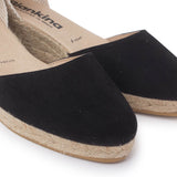 Garda Vegan Suede Espadrille Wedges - Black