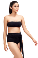 Giovanna High Waisted Bikini Bottom in Black