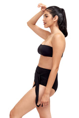 Giovanna High Waisted Bikini Bottom in Black