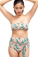 Giovanna Strapless Bikini Top in Cactus Print