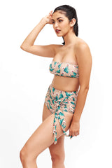 Giovanna Strapless Bikini Top in Cactus Print