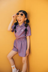 Girl's linen shorts - Purple