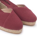 Girona Eco Canvas Vegan Espadrille Wedges - Garnet Red