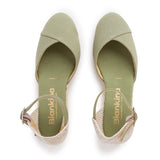 Girona Eco Canvas Vegan Espadrille Wedges - Olive Green