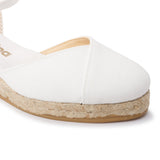 Girona Eco Canvas Vegan Espadrille Wedges - White