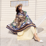 Anyyou 100% Mulberry Silk Navy Blue Scarf Women Luxury Long Shawl – Beach Wear, Swimwear Cover Up, Pashmina Face Shield Foulard Fashion Accessory