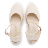 Granada Eco Canvas Vegan Espadrille Wedges - Beige Tan