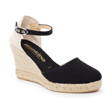 Granada Eco Canvas Vegan Espadrille Wedges - Black