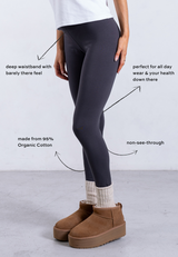 Organic Cotton Leggings, Charcoal