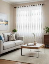 Anydrape White Floral Sheer Curtains – Elegant Decorative Window Drapes for Living Room, Bedroom & Home Décor