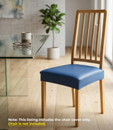 Anyseat Blue PU Leather Chair Cover – Slipcover for Dining, Kitchen, Hotel, Banquet & Living Room Chairs