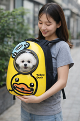 Anypet Yellow Duck Print Space Capsule Pet Carrier – Breathable Travel Bag for Small Pets
